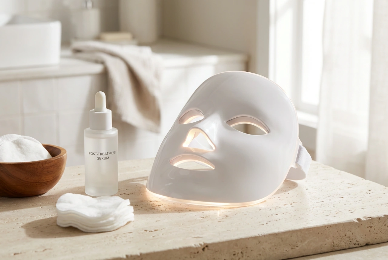 Masque LED pour le visage : réglages du temps et soins post-utilisation