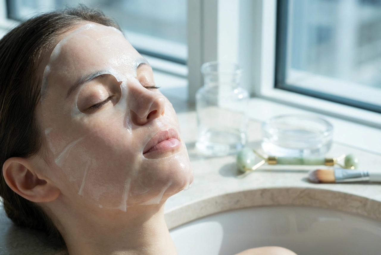 Masque hydrogel pour le visage : fraîcheur apaisante et application correcte