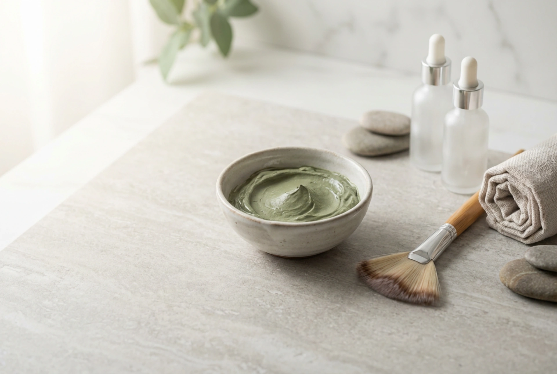 Masque à l'argile verte : préparation de la peau et application