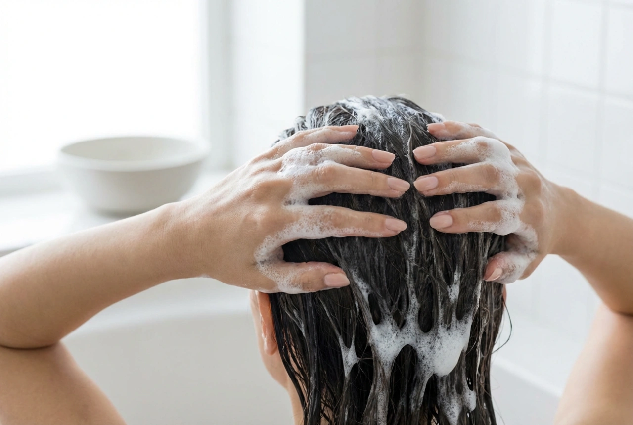 Le rituel du shampooing japonais : lavage doux, moussage et rinçage