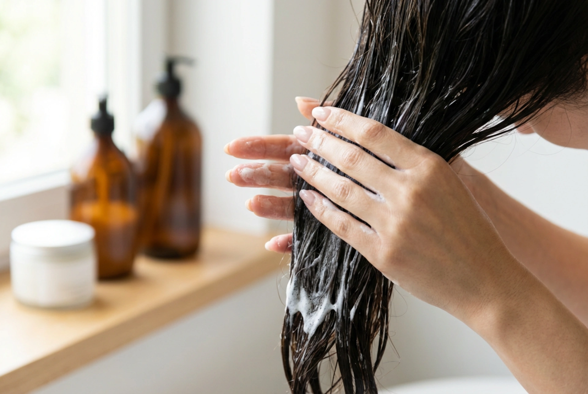 La méthode de lavage OMO : guide d'application et de rinçage pour des cheveux sublimés