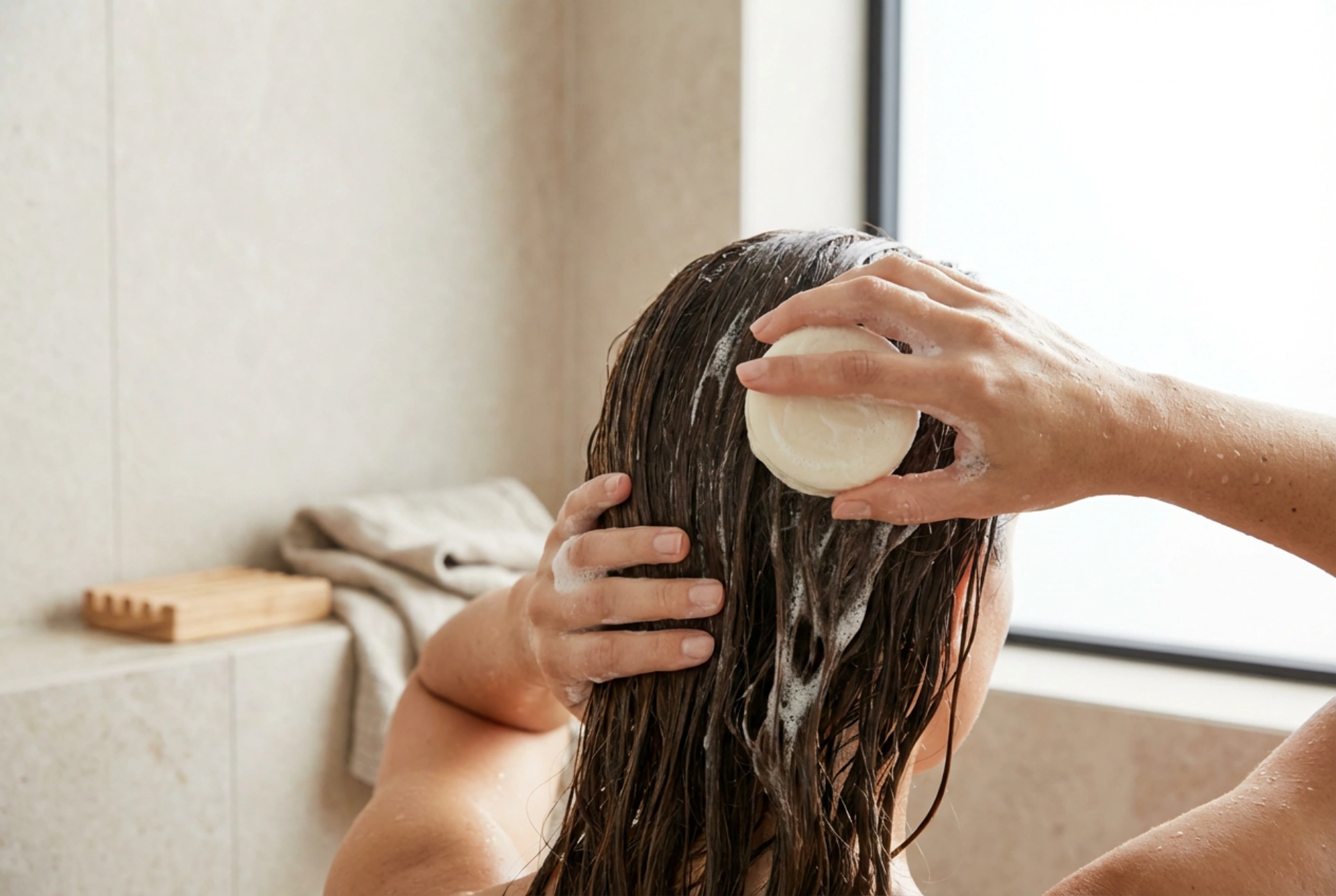 Après-shampoing solide : comment le faire mousser, l'appliquer et le rincer correctement