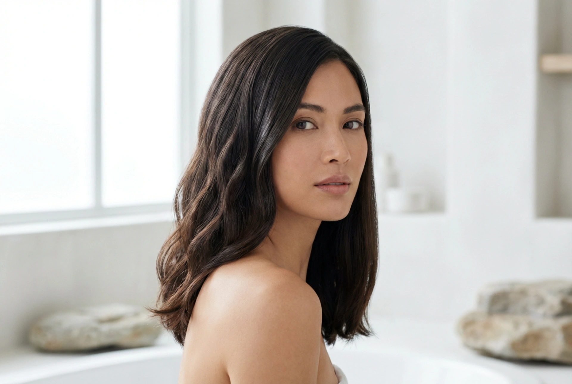 Les épaules en vedette : coiffures féminines mi-longues, ondulations et cheveux lisses