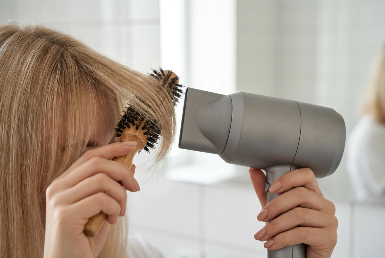 La frange sur le côté pas à pas : choix de la forme, séchage, finition