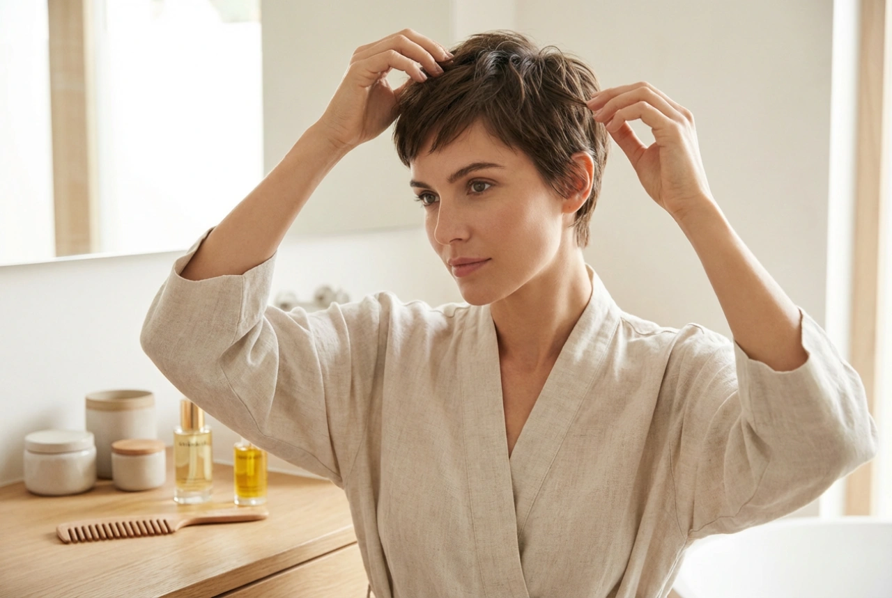Coupe courte pour femme : comment choisir la raie, sécher et finaliser la coiffure