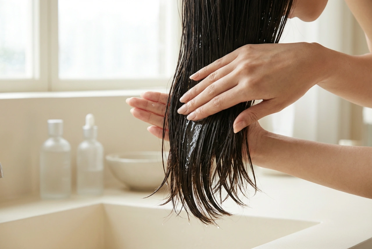 Coiffure effet mouillé étape par étape : produits, application et brillance