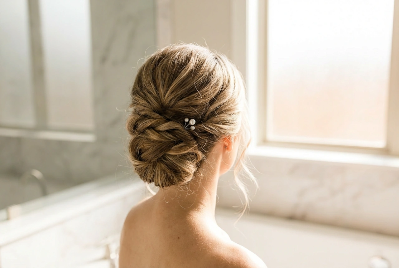 Chignons de mariage : préparation des cheveux, structure et finitions
