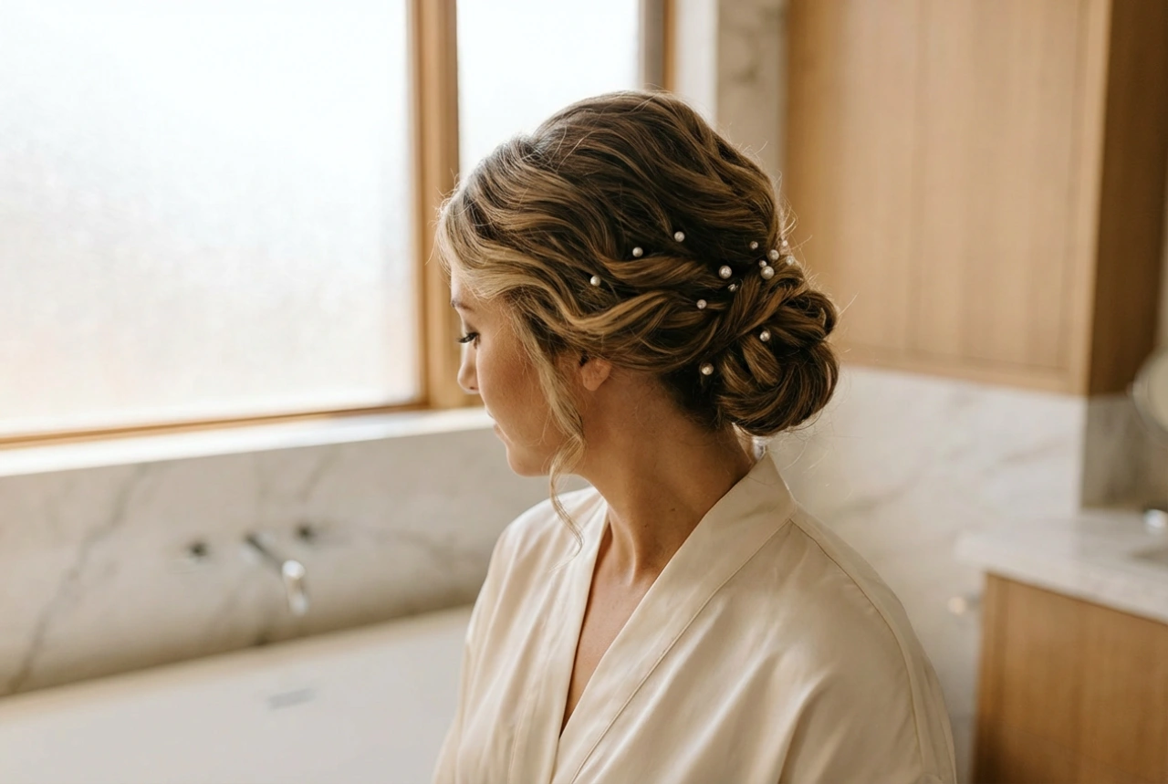Coiffure pour la mère du marié : chignons classiques, ondulations et accessoires