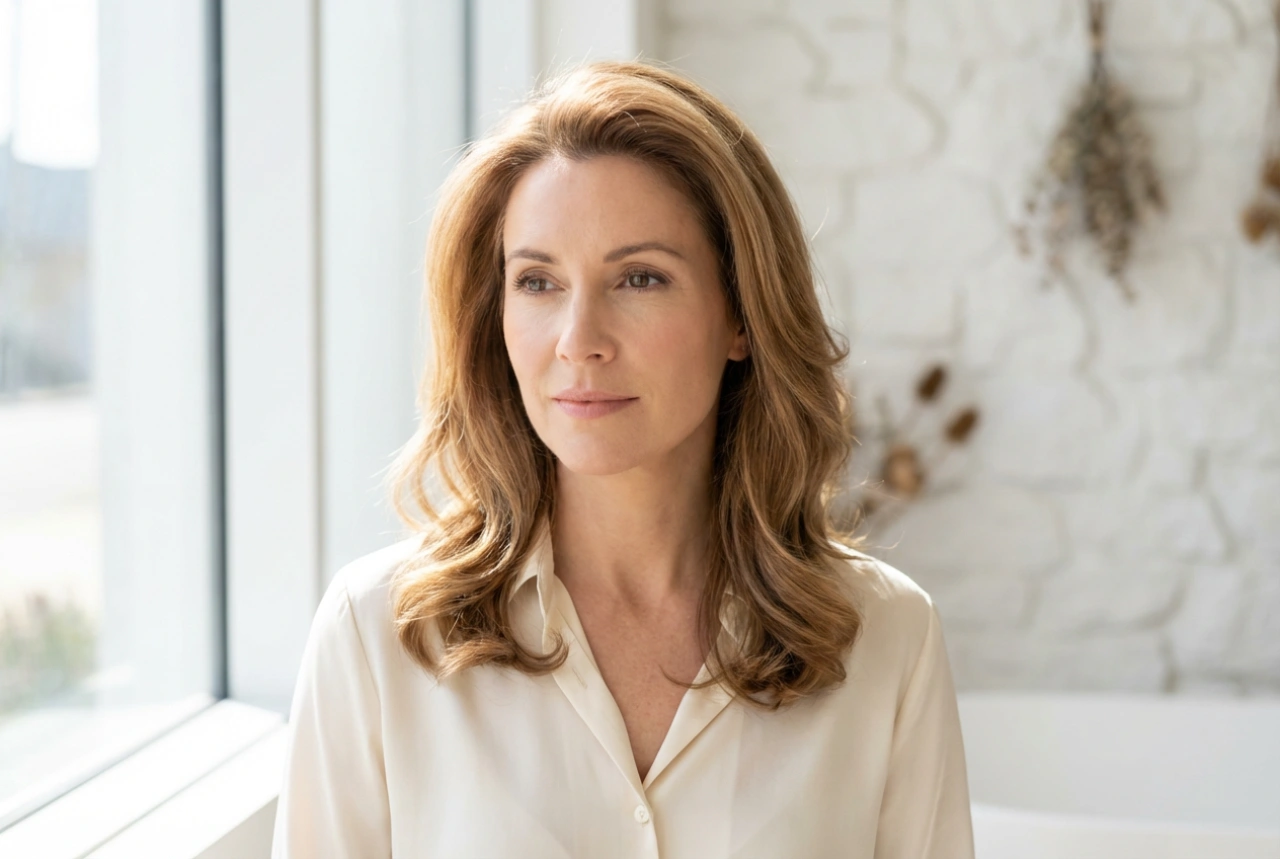 Coiffure pour femme de 40 ans ronde : volume aux racines et lignes douces