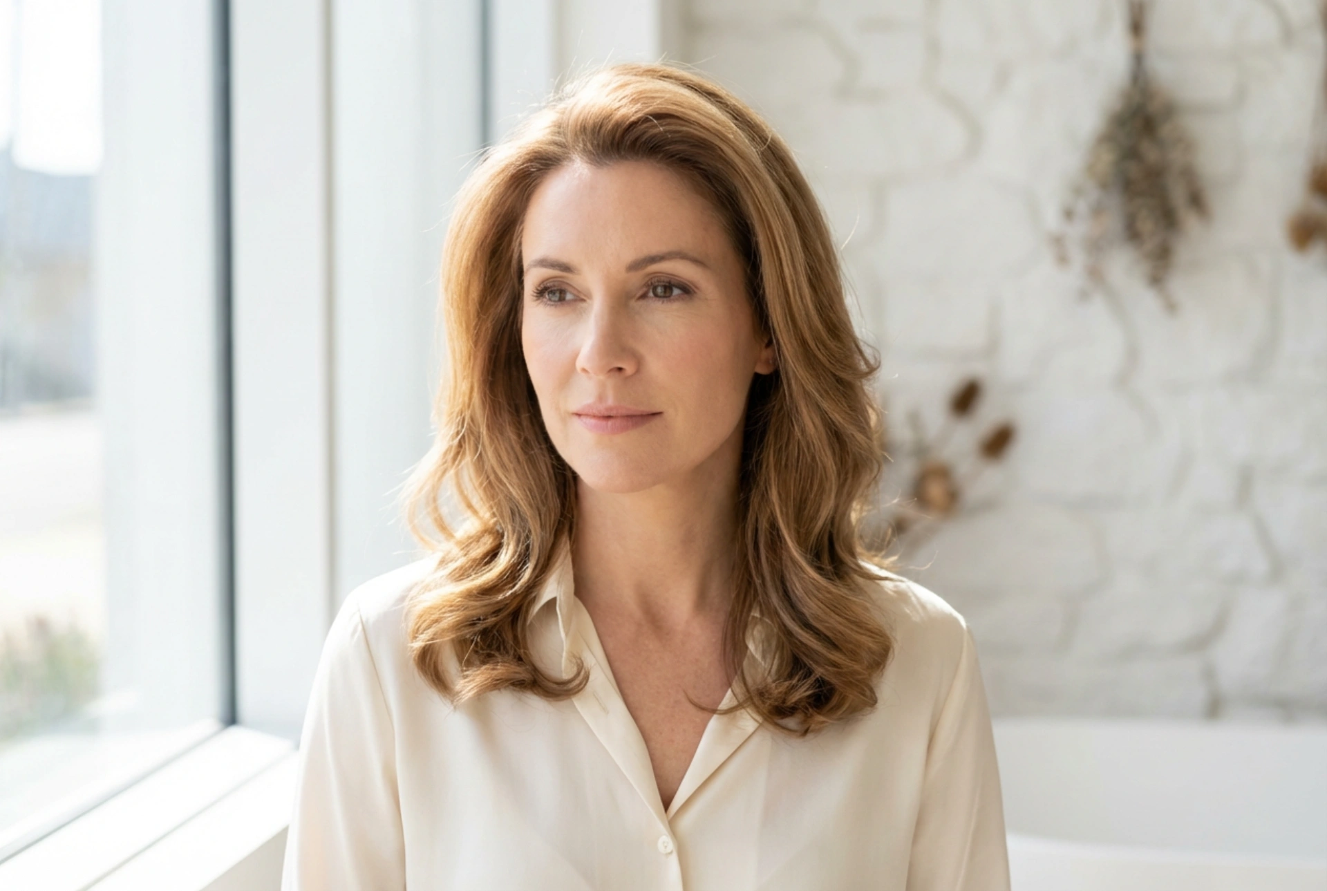 Coiffure pour femme de 40 ans ronde : volume aux racines et lignes douces