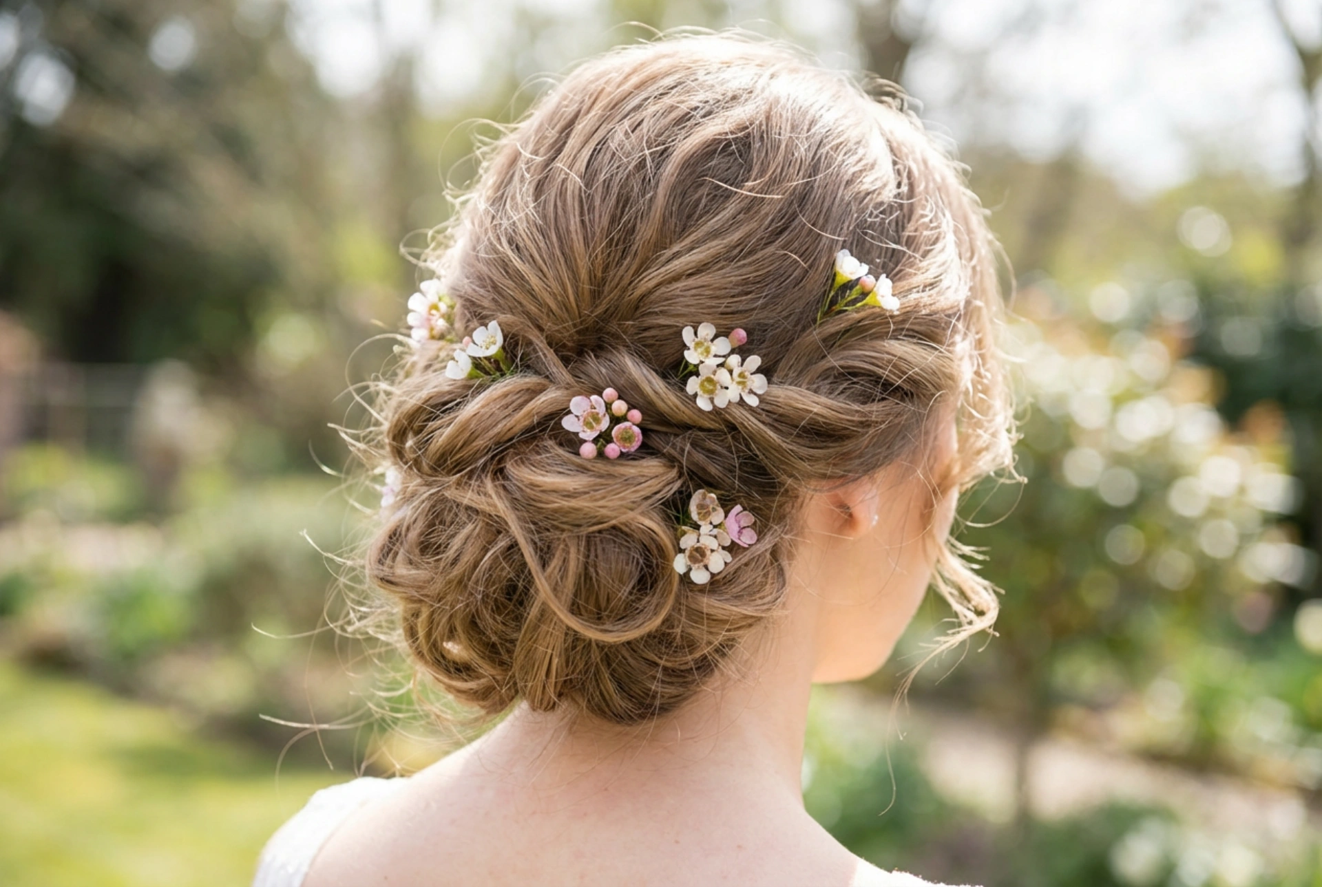 Coiffure pour couronne de fleurs : chignons délicats, ondulations et fixation
