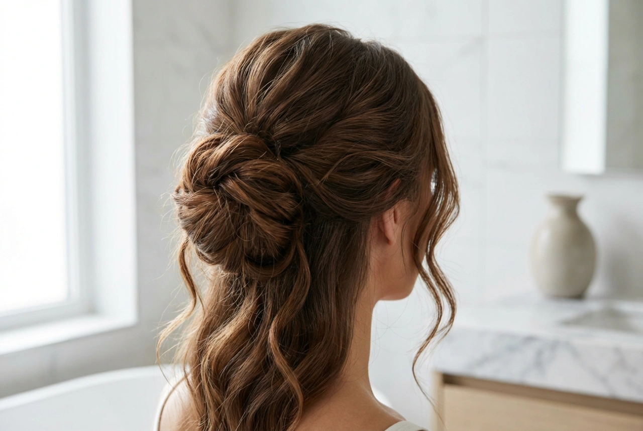 Coiffure de communion pour maman : chignons subtils et ondulations durables