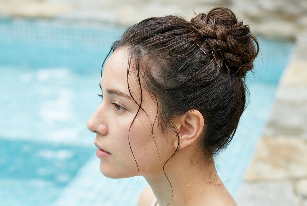 Coiffure rapide et durable pour la piscine : chignons, tresses et protection