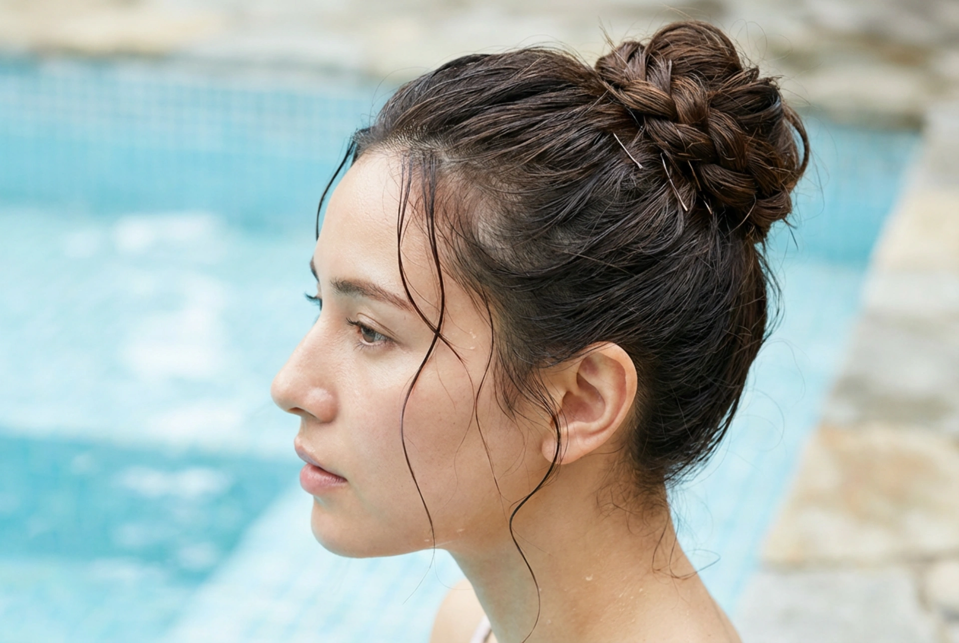 Coiffure rapide et durable pour la piscine : chignons, tresses et protection