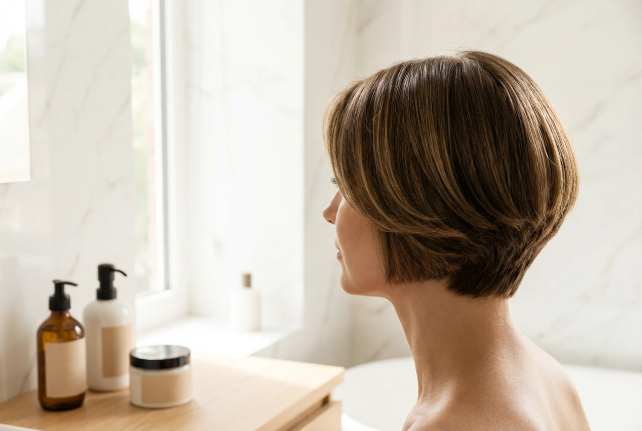 Moderne et légère : la coupe au bol pour femme, coiffage et brillance