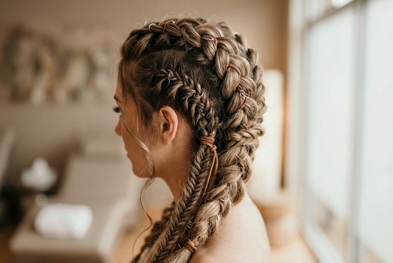 Coiffure de viking pour femme : tresses, sections et texture étape par étape