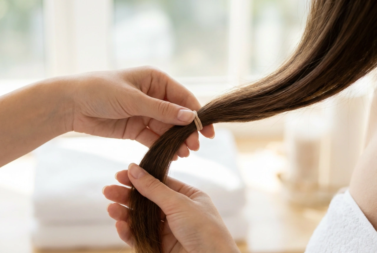 Sections et fixation : coiffure avec élastiques pas à pas