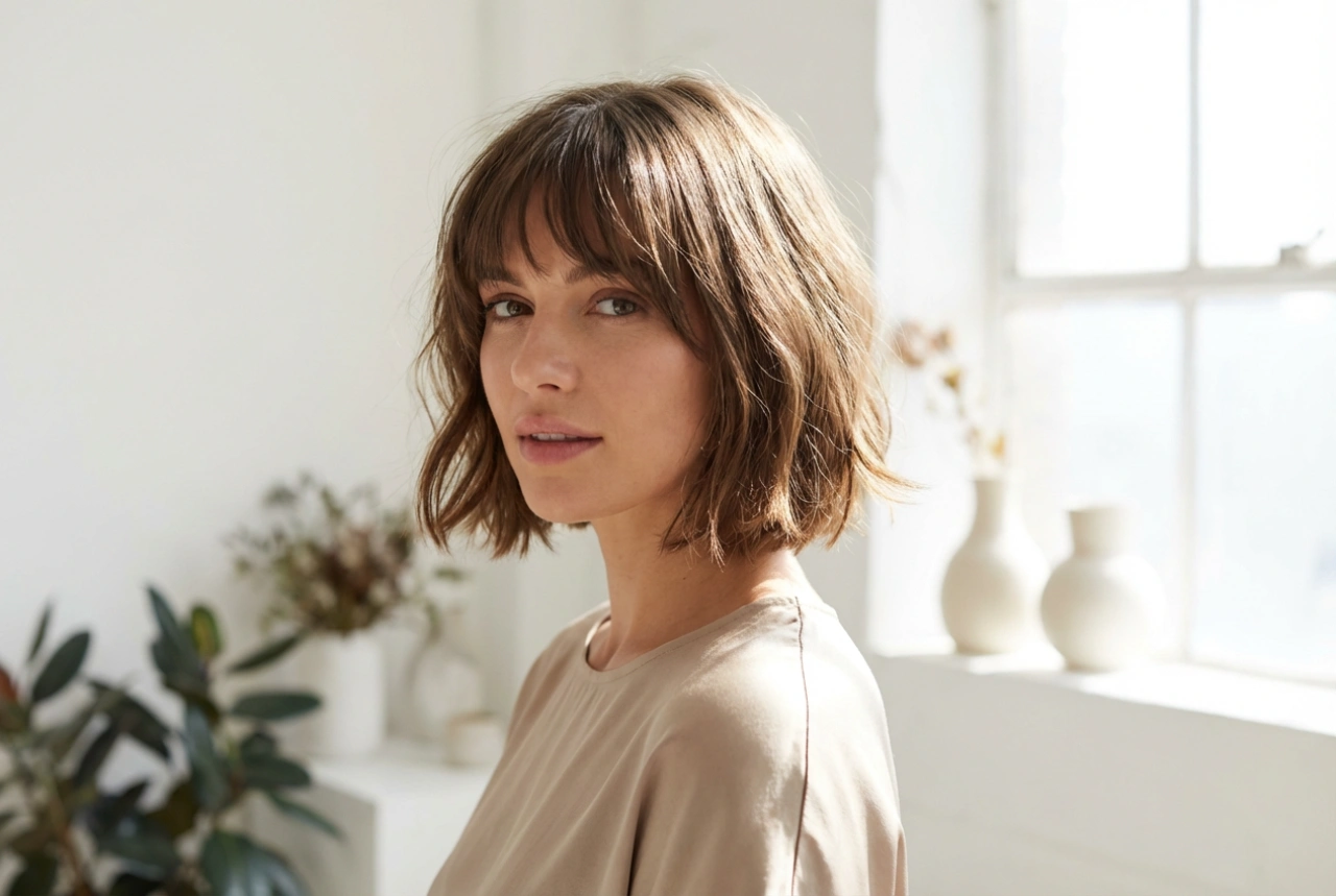 Le charme de la frange : coiffures mi-courtes avec frange et volume