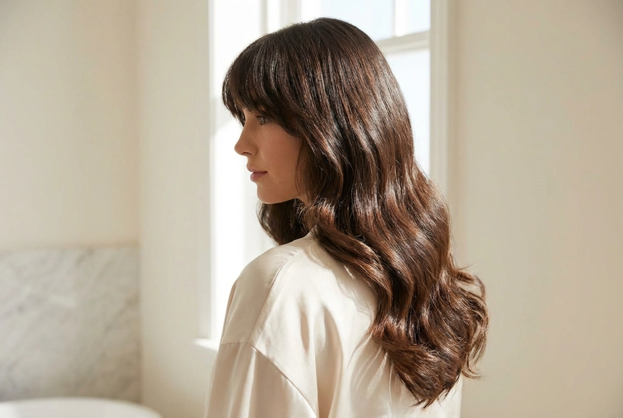 Cheveux longs avec une frange : des coiffures intemporelles