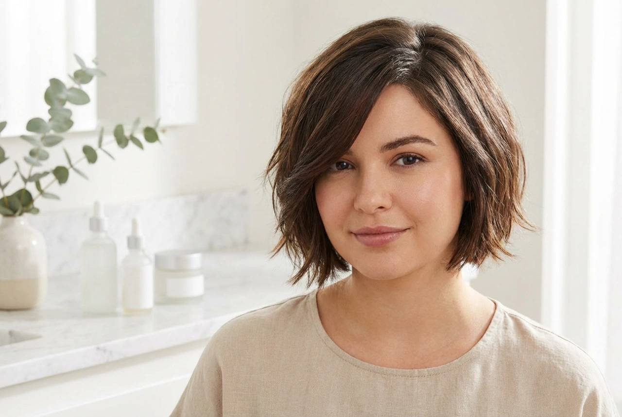 Coupes courtes pour visage rond : forme, raie et volume