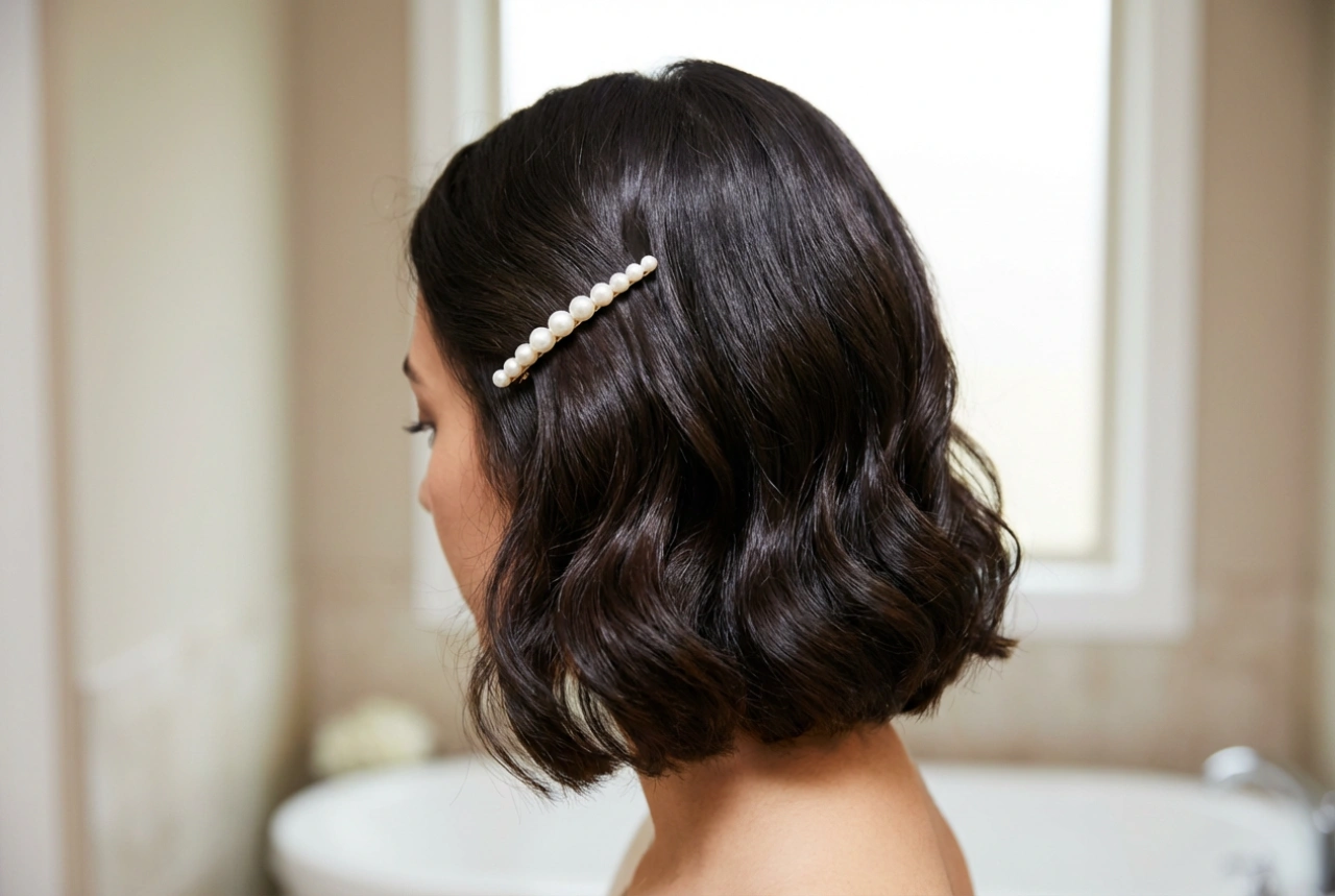 Coiffures courtes pour un mariage : ondulations durables, accessoires et fixation