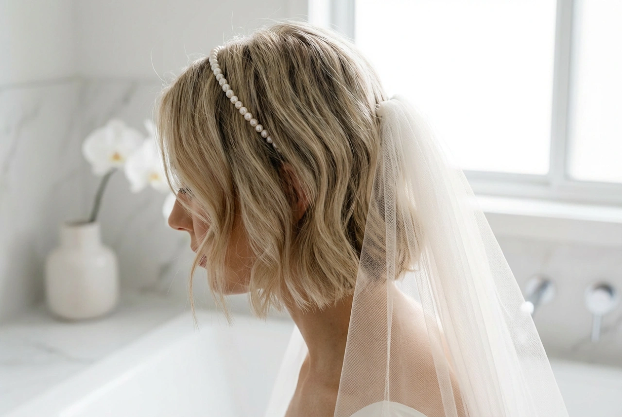 Coiffures de mariée pour cheveux courts : chignons élégants, bandeaux et voile
