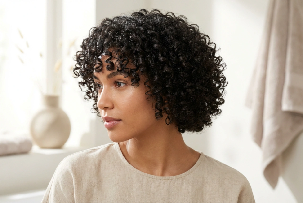 Cheveux courts bouclés sans frisottis : coiffage rapide et fixation