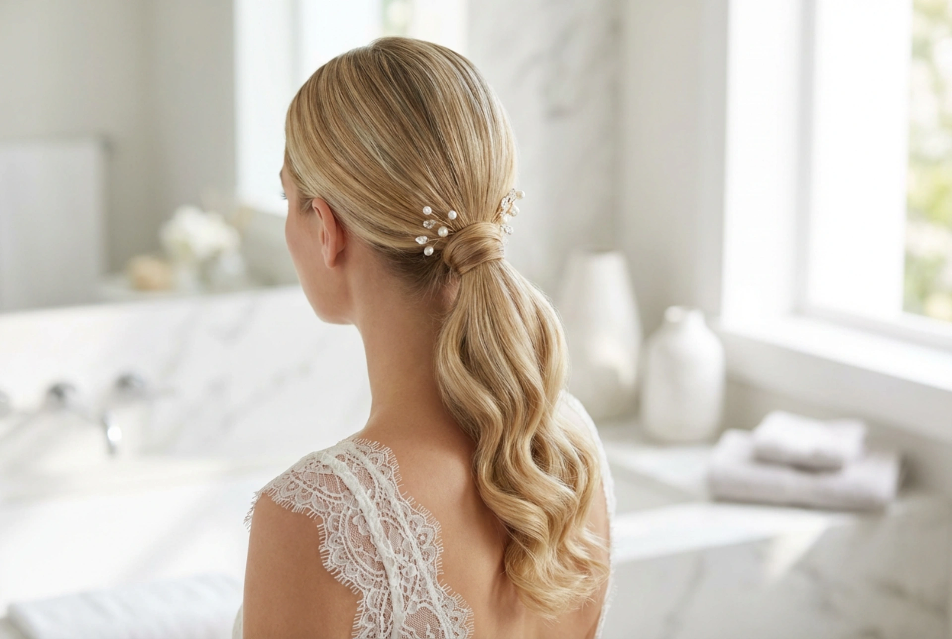 La queue de cheval de mariée sans stress : lisse, romantique et ondulée