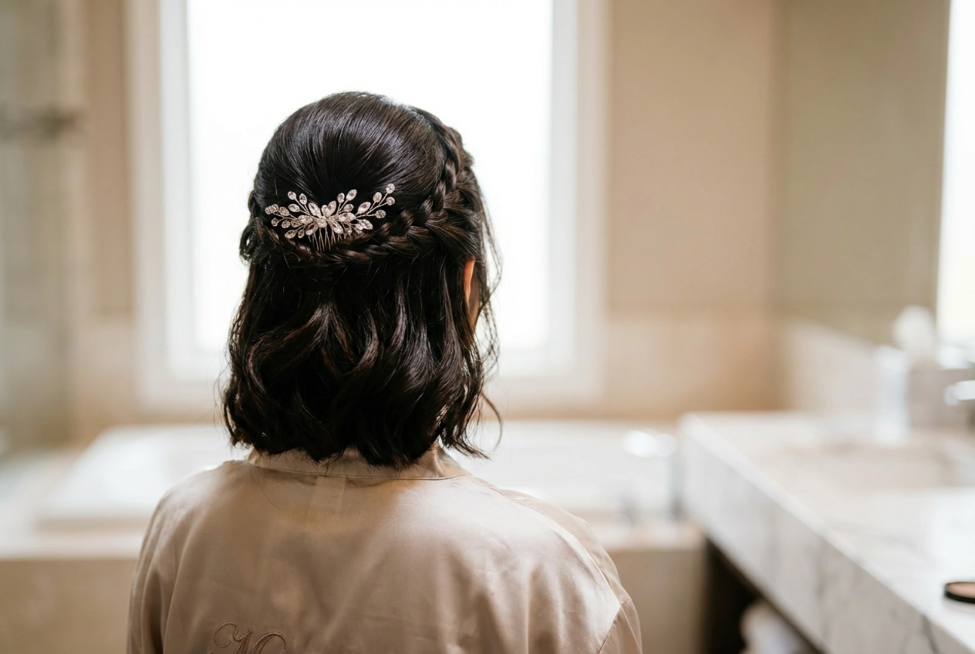 Chignons et coiffures relevées pour cheveux mi-longs pour un mariage : techniques, fixation et accessoires