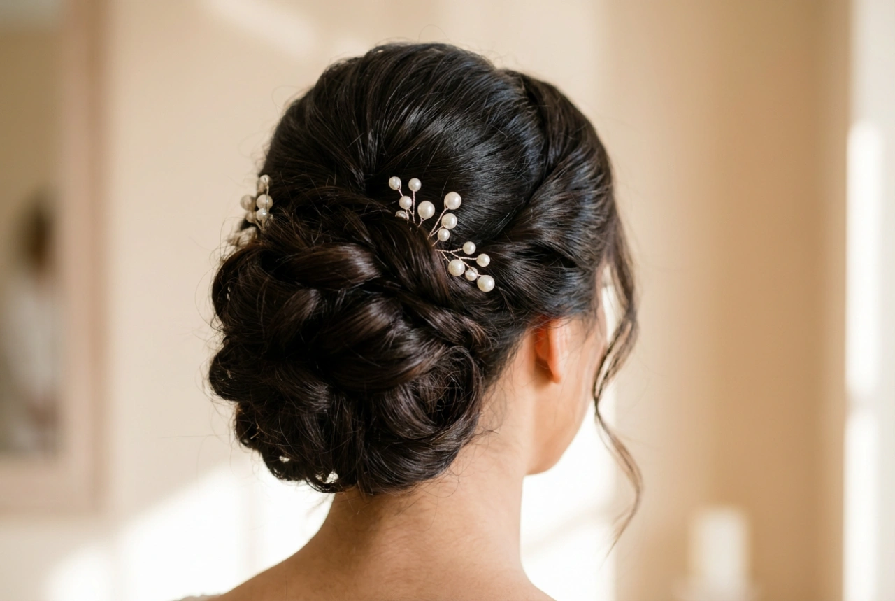 Chignons de mariage élégants : tenue, volume et accessoires