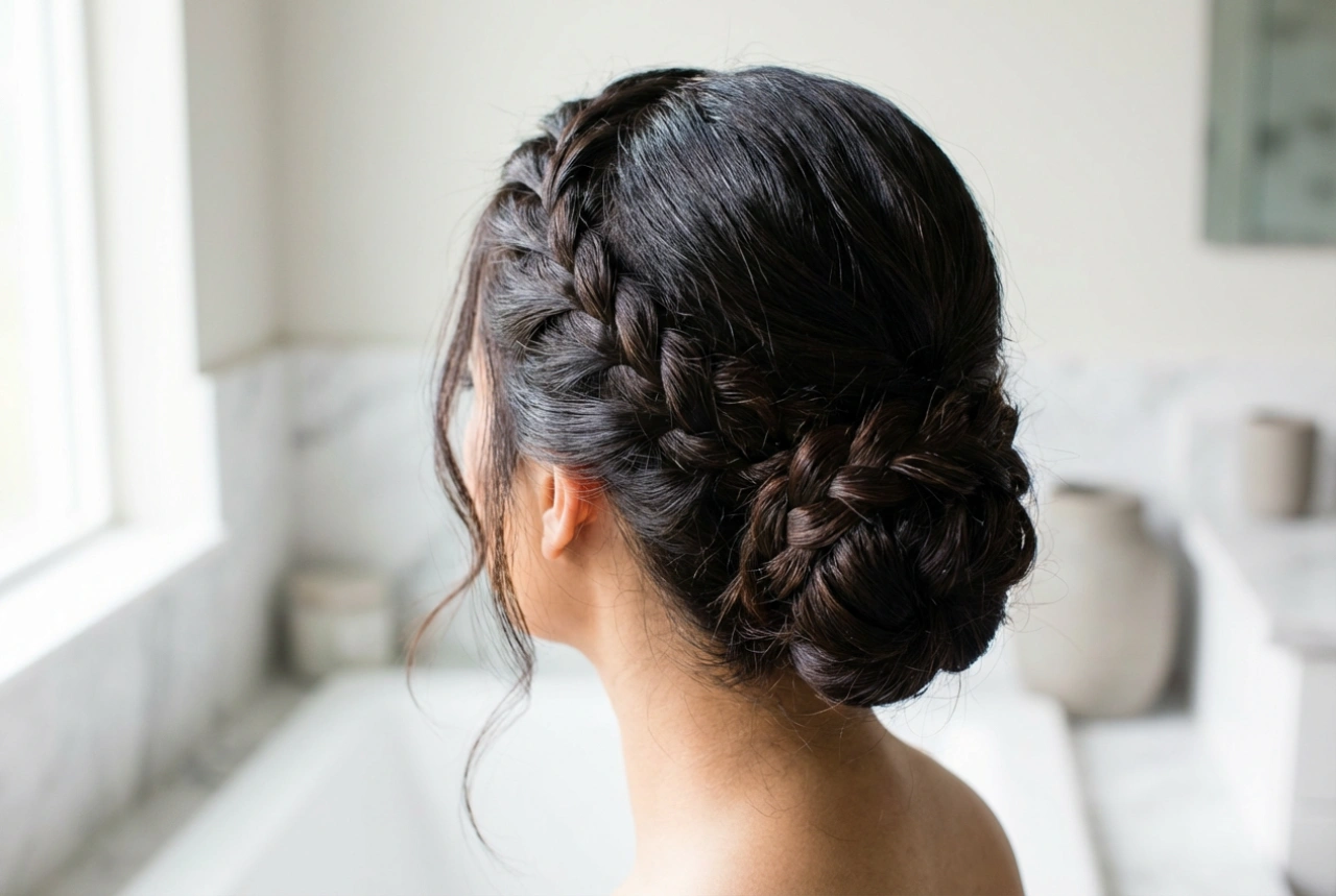 Chignons avec tresse : trois variantes simples et secrets de fixation