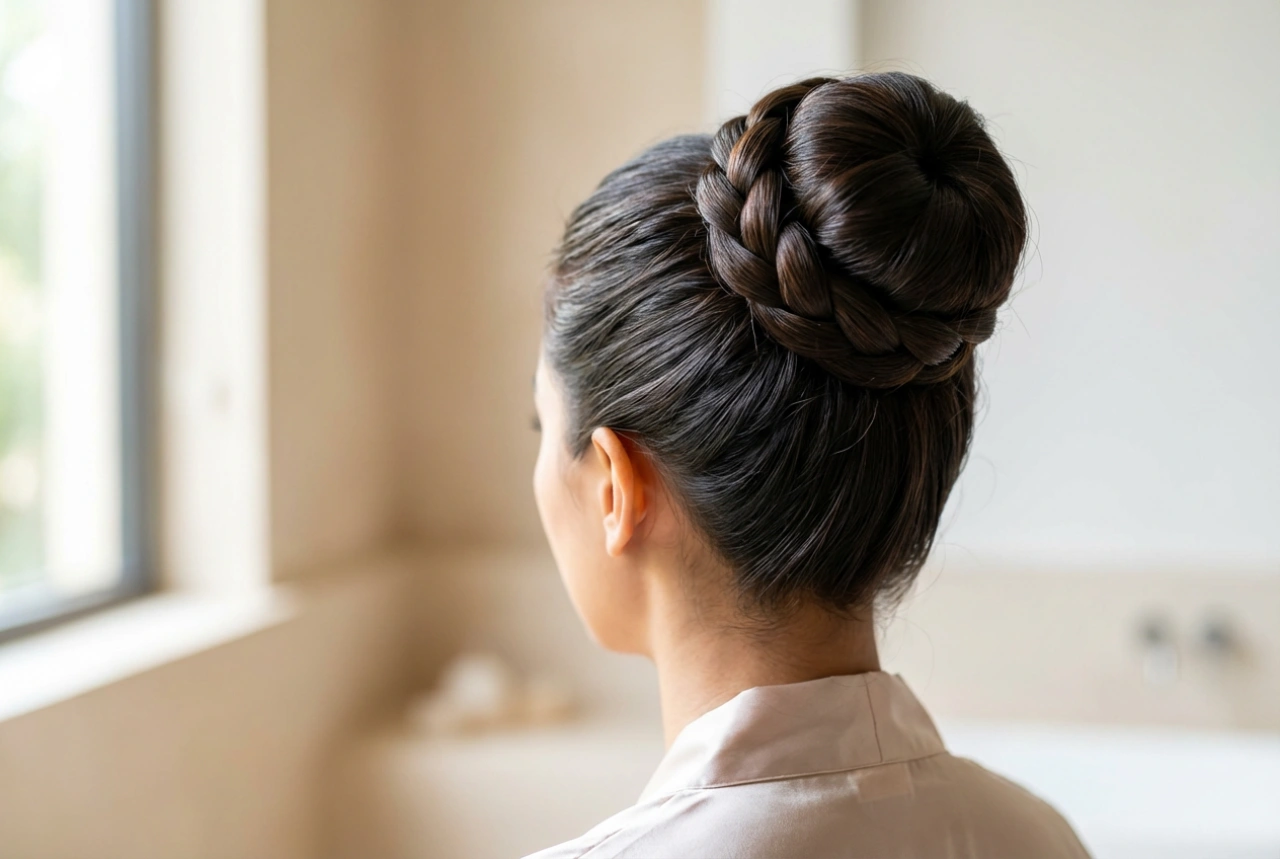 Chignon haut avec tresse : instructions pas à pas et fixation durable