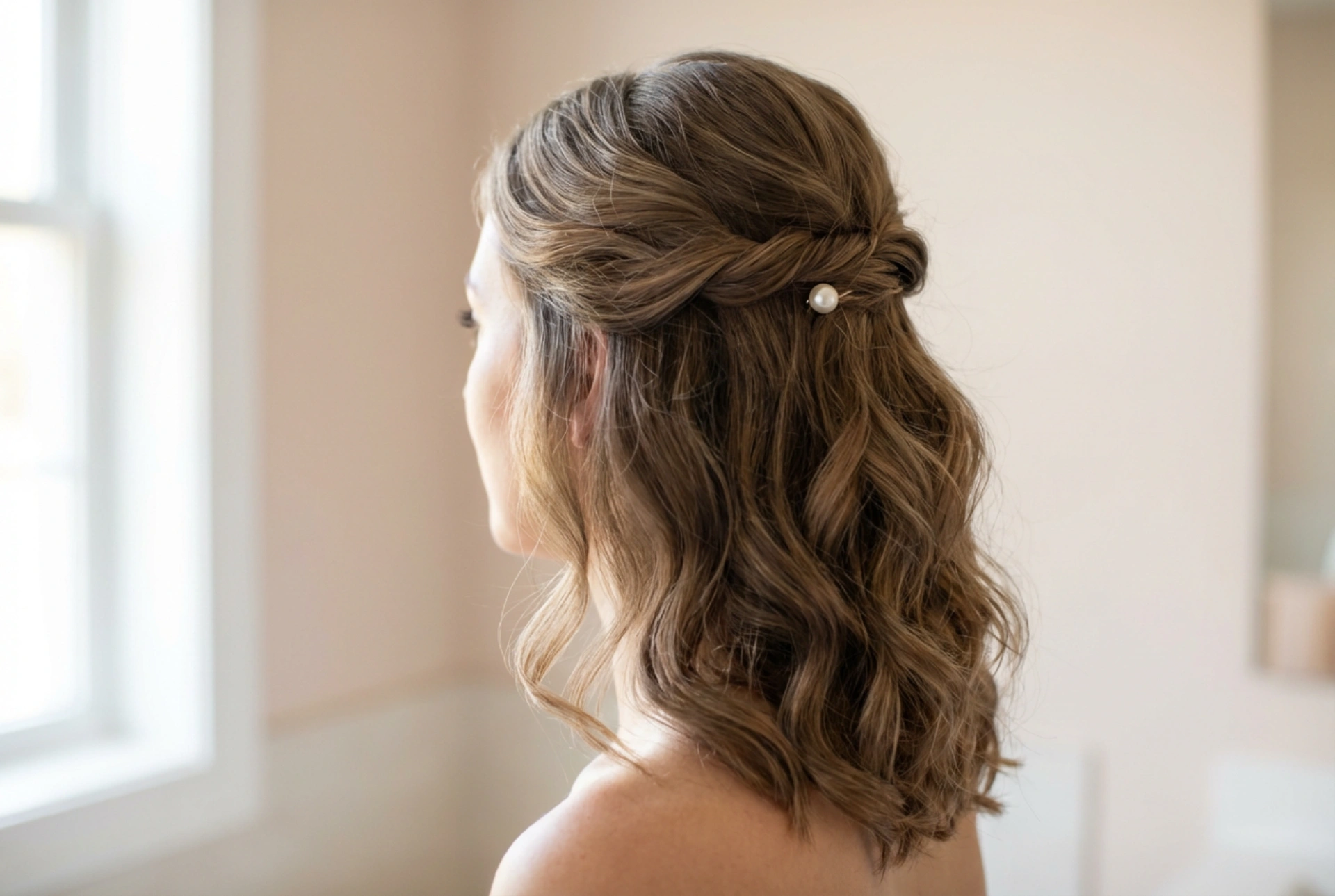 Coiffure de mariage pour cheveux mi-longs : chignons et demi-chignons simples