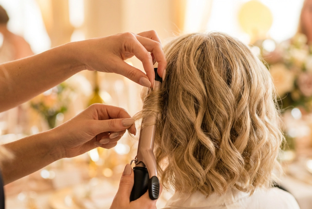Coiffure de mariage pour cheveux courts : des boucles élégantes étape par étape