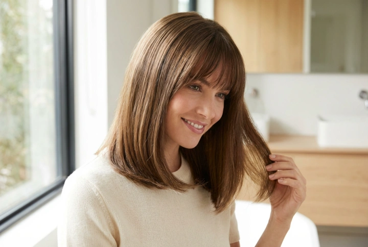 Le long bob avec frange : comment couper, coiffer et prendre soin des pointes