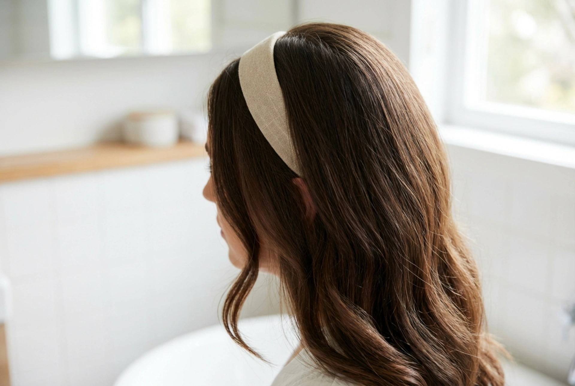 Coiffure sans frange : volume aux racines, raie et bandeau