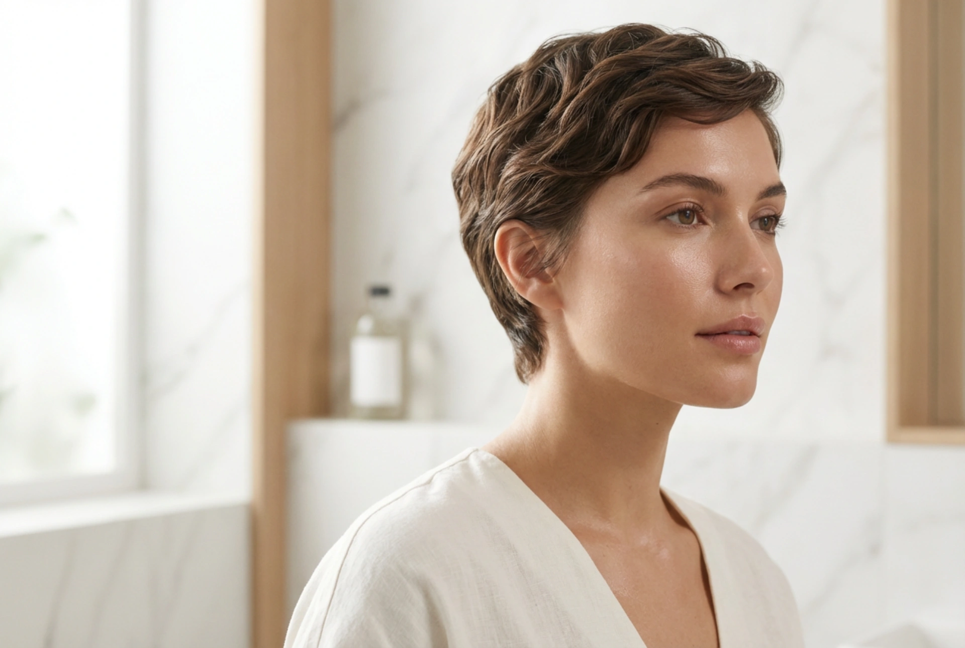 Coiffure courte pour femme au quotidien : texture, lissage, fixation