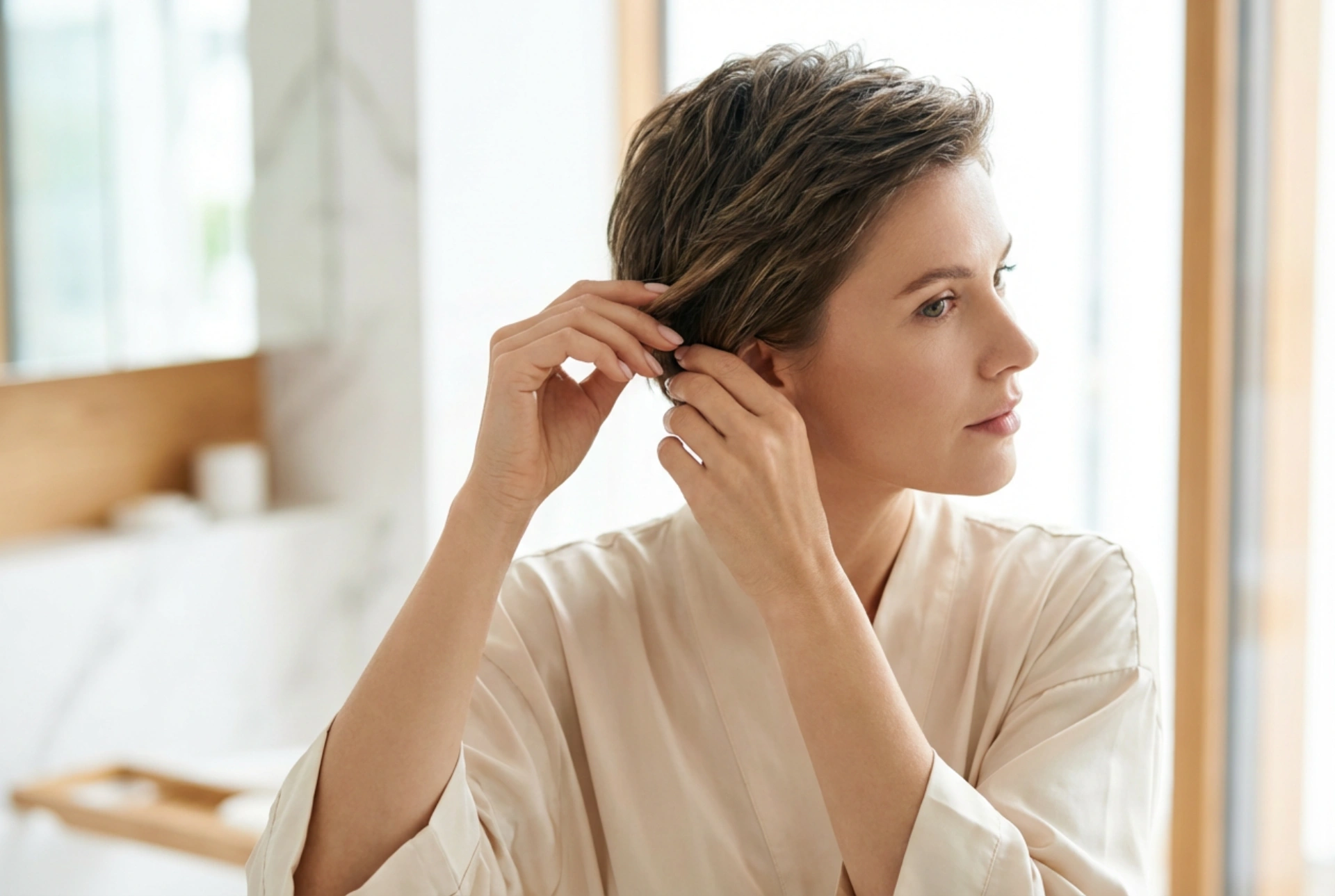 Coiffure femme : cheveux courts avec effet volume étape par étape