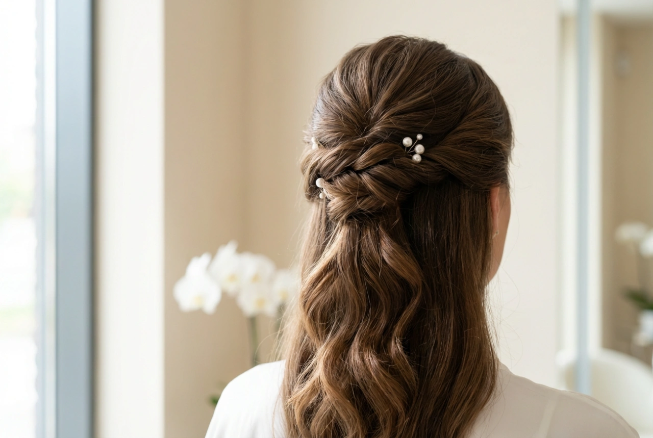 Chignon de cérémonie : coiffure de mariage pour cheveux longs, étape par étape