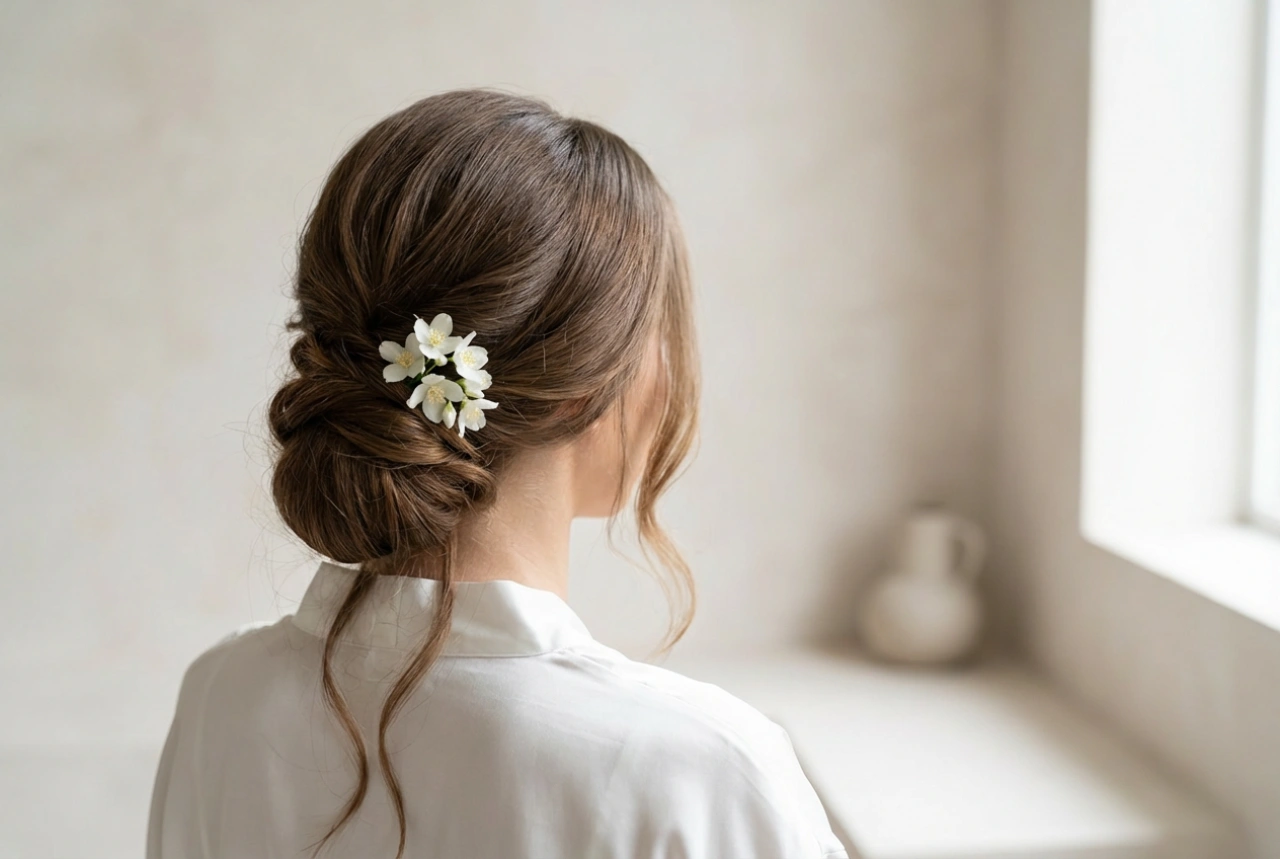 Coiffure de mariée : cheveux longs attachés de manière classique ou en ondulations souples