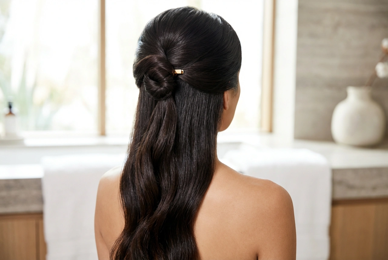 Coiffures pour cheveux longs : chignons élégants et effet miroir