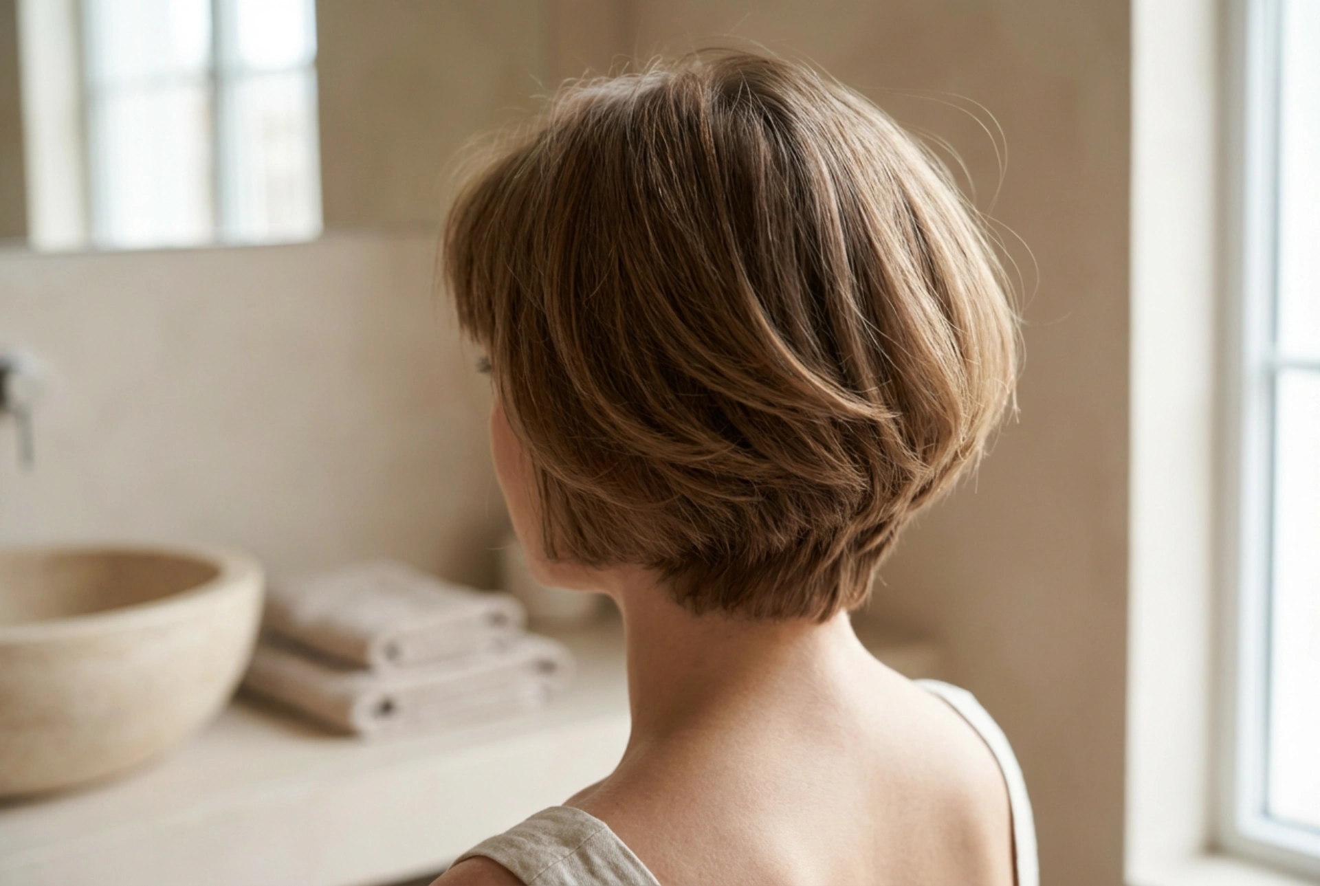 Cheveux courts avec frange : volume aux racines et texture dynamique