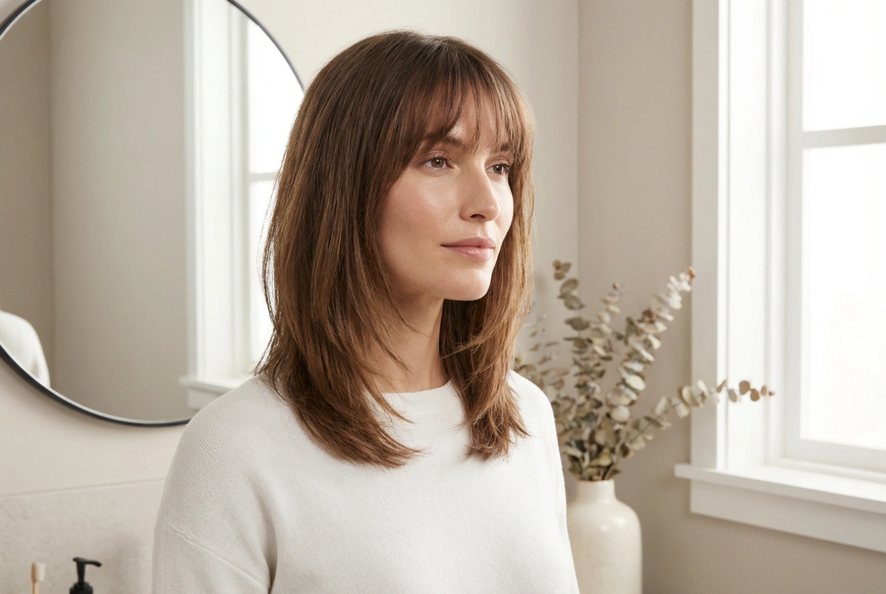 Traits fins et grand front : coiffures pour un visage allongé avec un front haut