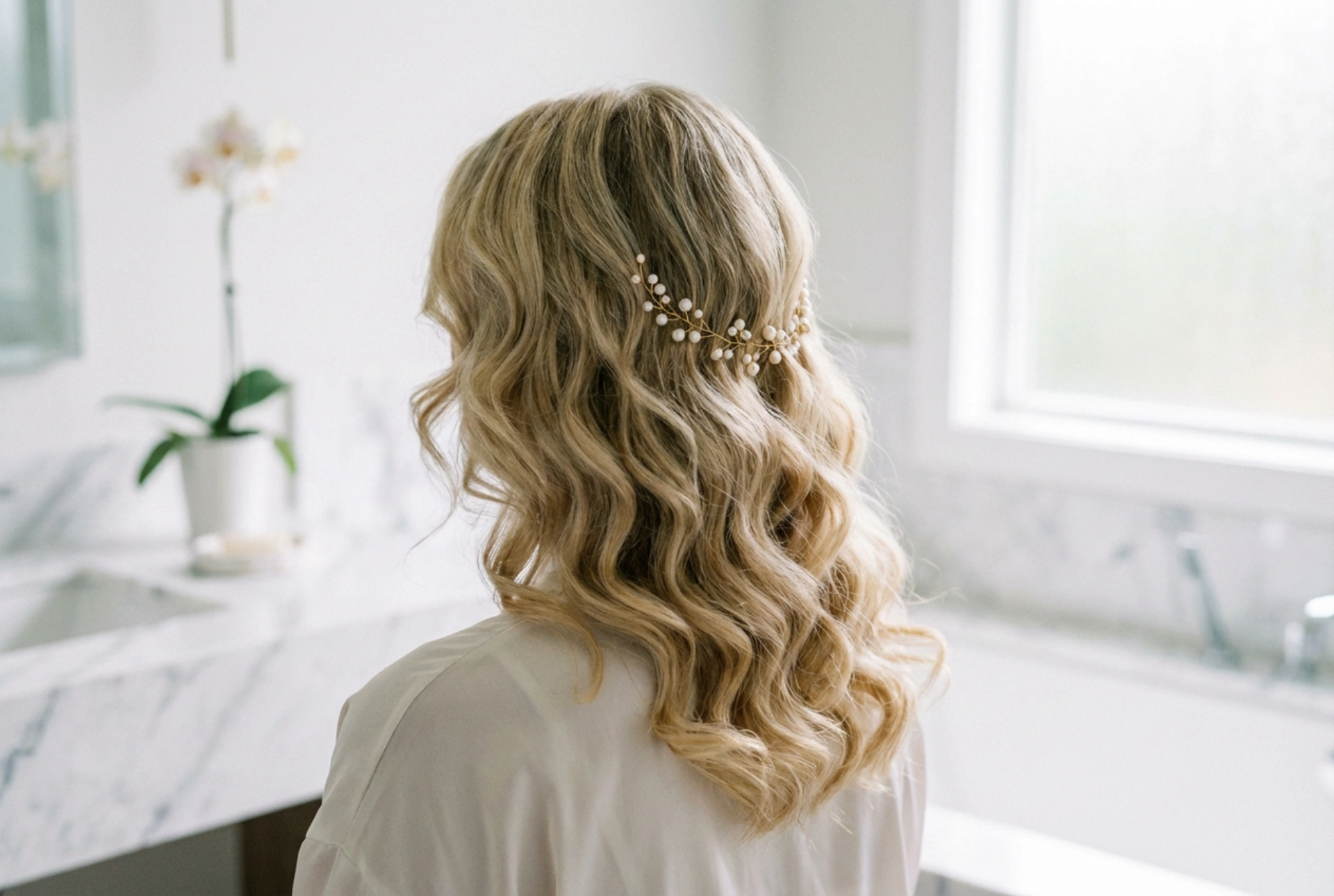 Cheveux mi-longs pour un mariage : coiffures, boucles et ondulations sans perdre de volume