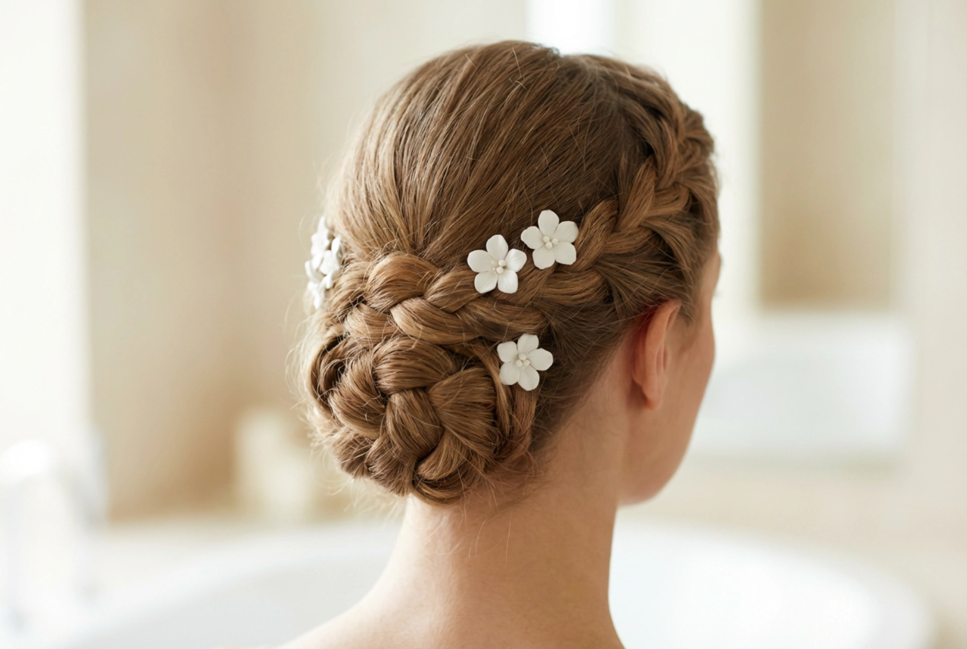 Chignon tressé pour un mariage : coiffures sur cheveux mi-longs étape par étape