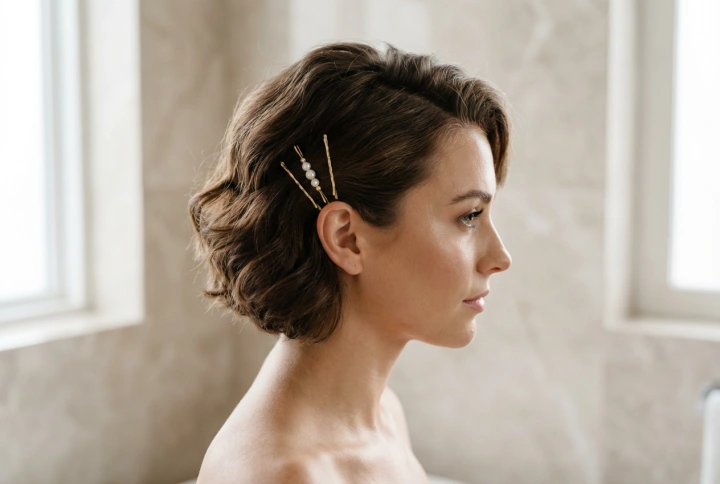 Coiffures de mariage pour cheveux courts : volume et texture