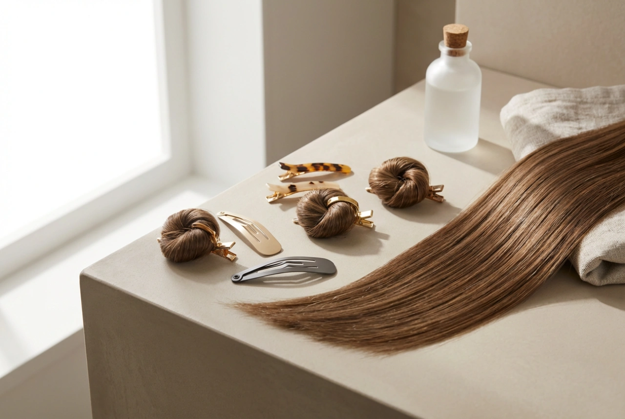 La mode des coiffures des années 90 : mèches lisses, mini-chignons et barrettes