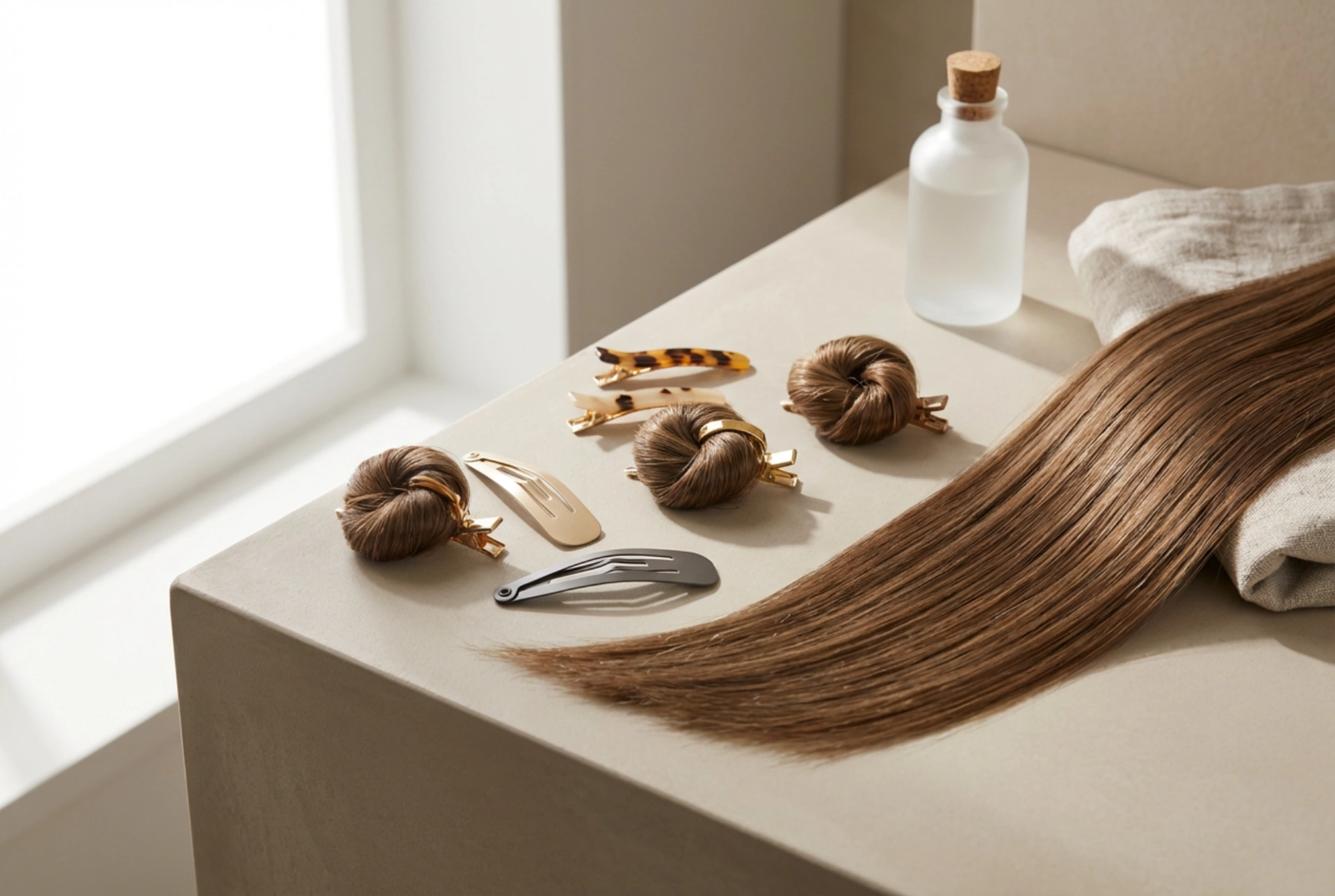 La mode des coiffures des années 90 : mèches lisses, mini-chignons et barrettes