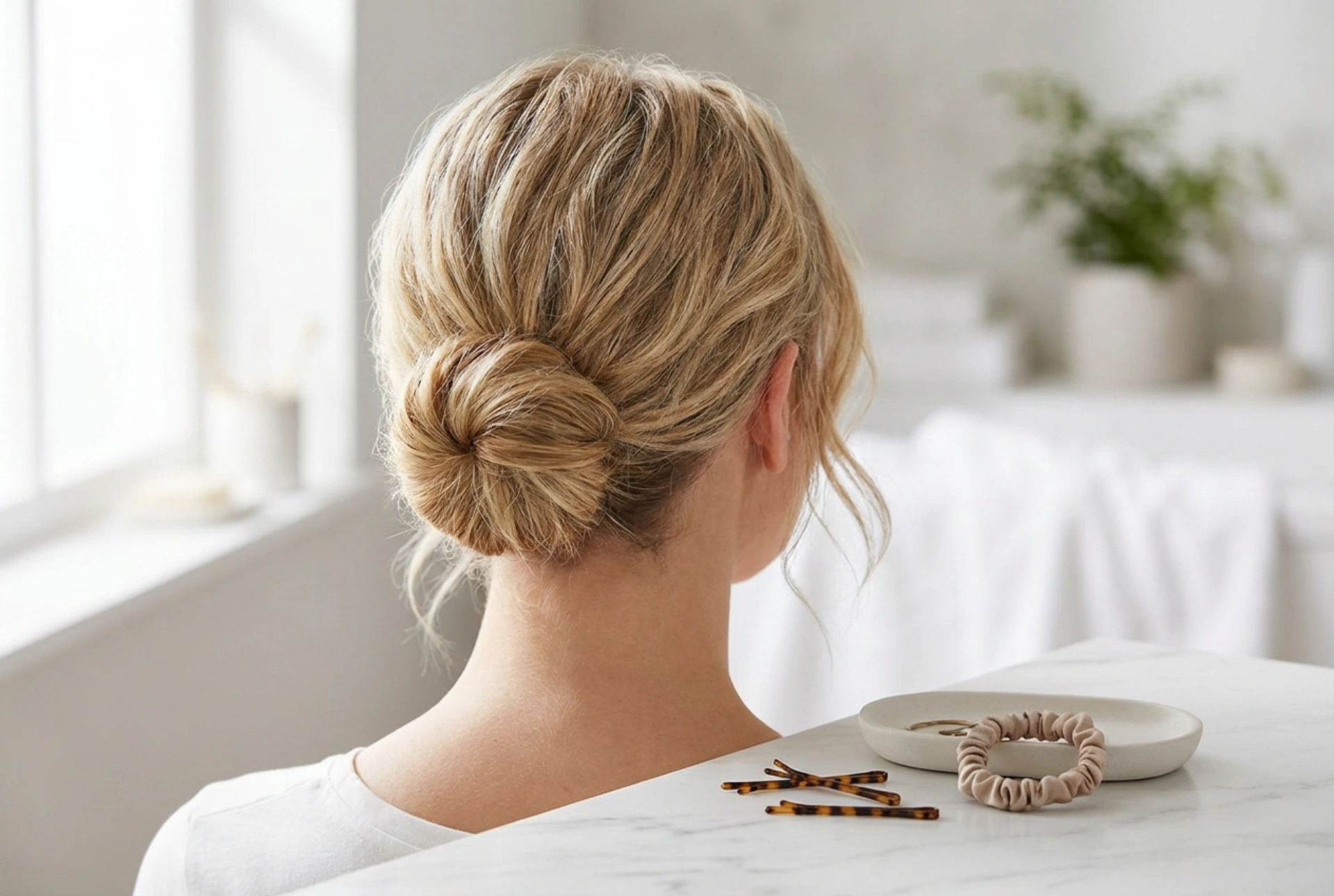Chignon sur cheveux courts : 4 méthodes simples avec un élastique, des épingles et un boudin