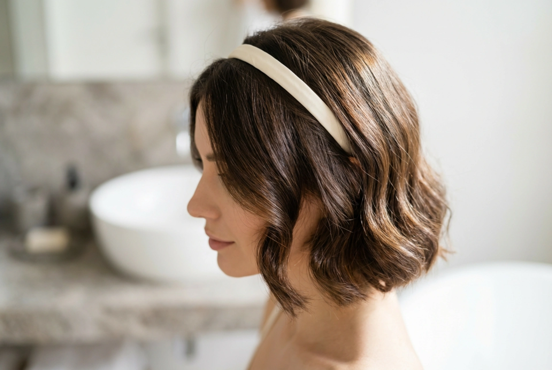 Jolie coiffure pour cheveux courts : ondulations rapides, bandeaux et texture